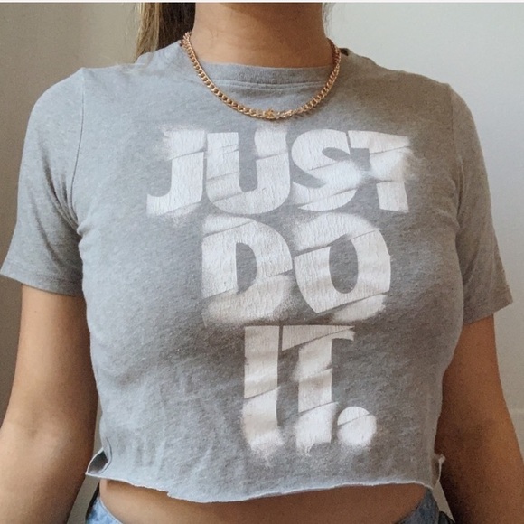 Nike Tops - cropped nike gray tee ✧